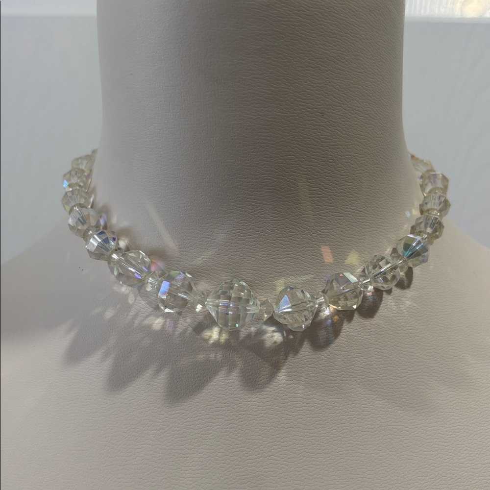 Vintage Aurora Borealis Graduated Crystal Beaded Choker Necklace